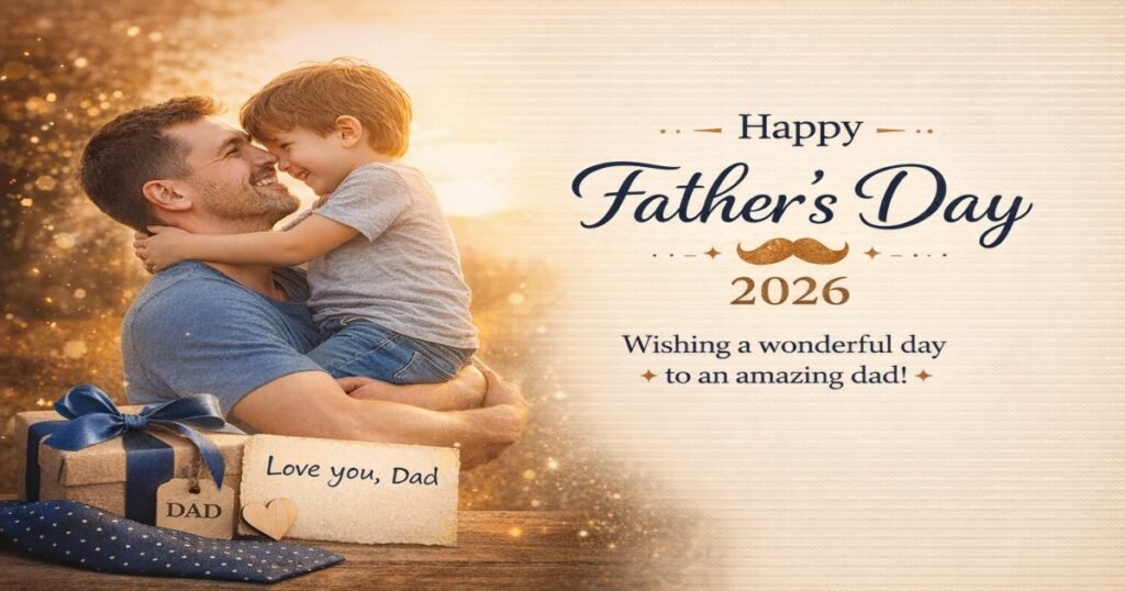 Happy Father's Day Wishes 2026 greeting image with dad and child