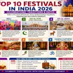 Top 10 Festivals in India 2026 colorful celebration collage image