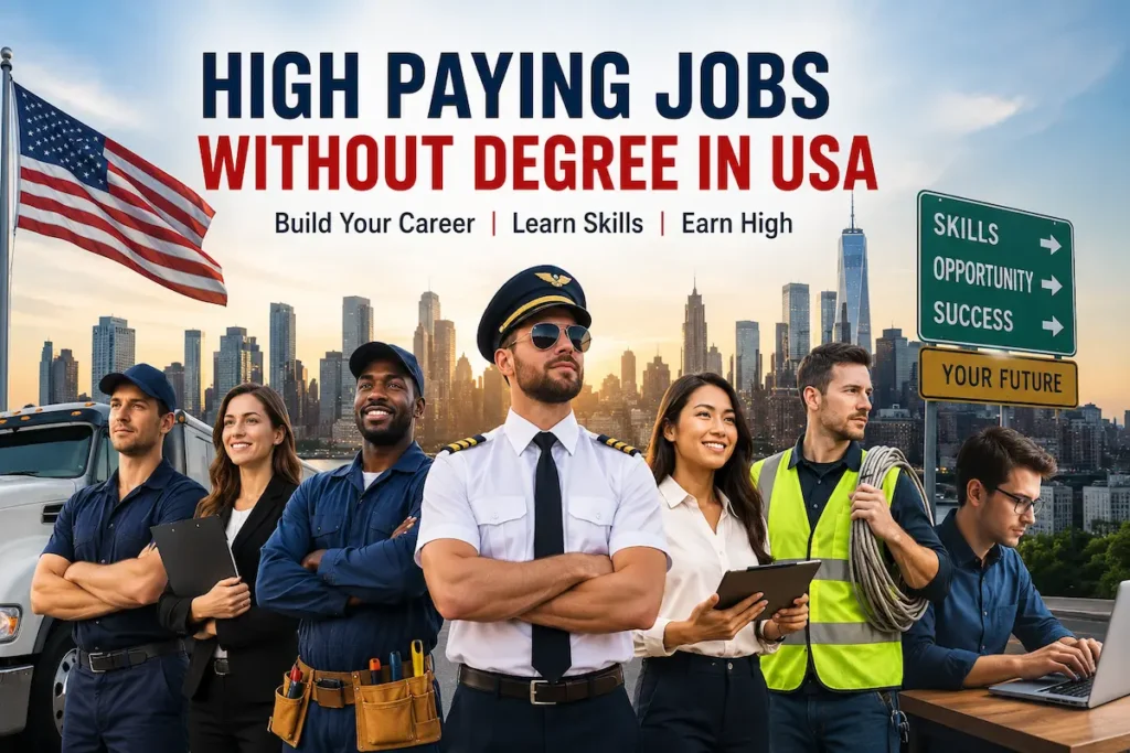 Highest paying jobs without degree in USA for skilled workers in 2026